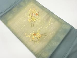 金彩引箔花車模様刺繍名古屋帯